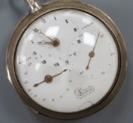 A George III silver pair case keywind pocket watch, by John Williams, Shoreditch, with unusual