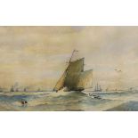 W. E. Taylor, watercolour, Shipping off the coast, signed and dated 1918, 24 x 37cm