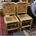 A pair of Chinese bamboo side chairs, width 45cm, depth 48cm, height 99cm