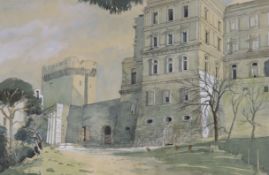 John Doyle (b.1928), watercolour, The Abbey of Montmajour, Provence, monogrammed and dated 1969,