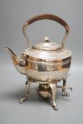 A George V silver tea kettle on stand, with burner, Heming & Co Ltd, London, 1932, height 31.4cm,