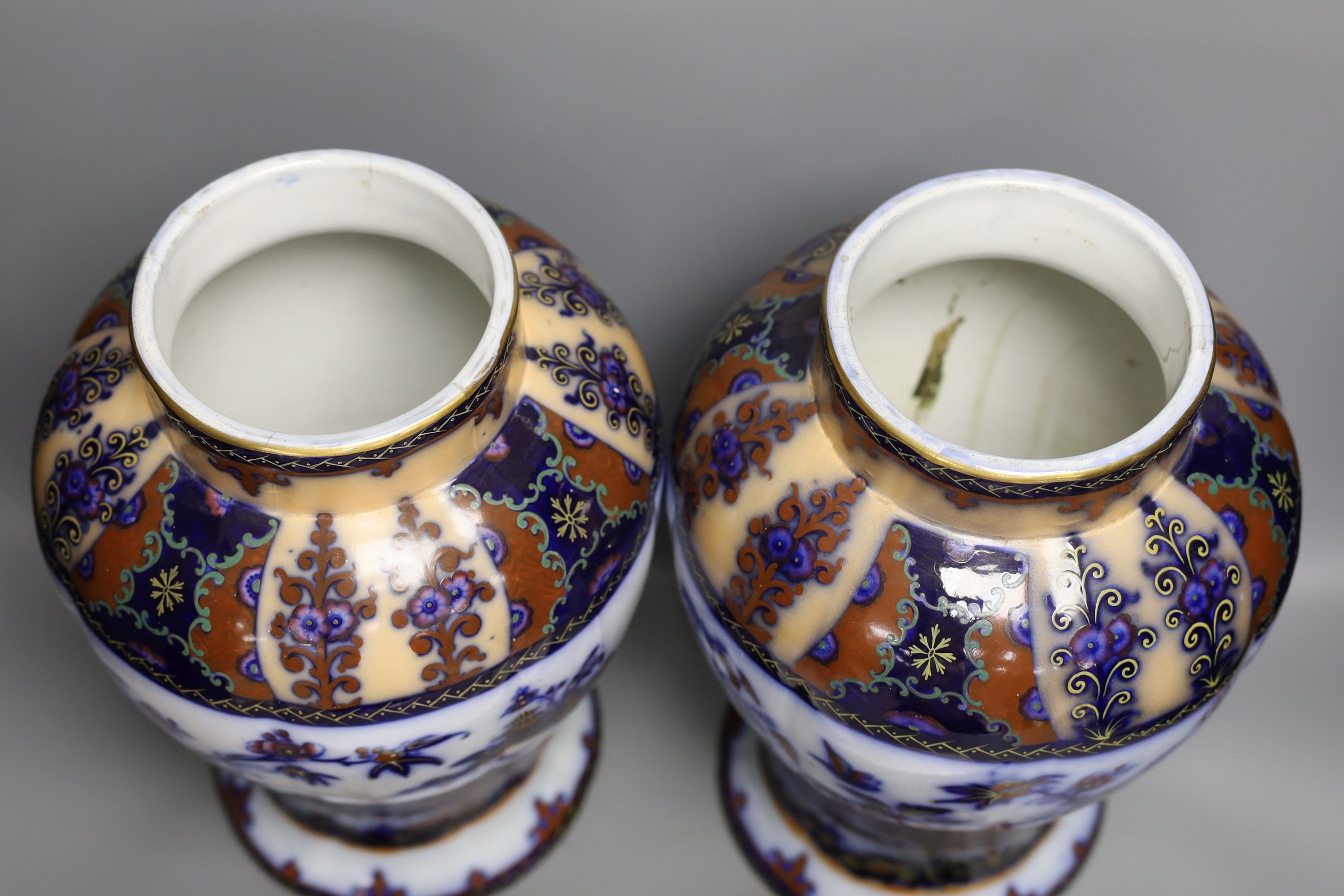 A pair of mid 19th century ironstone vases and covers - 51cm tall - Image 7 of 8