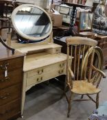 An Edwardian pine dressing table, width 106cm, depth 51cm, height 154cm together with a Victorian