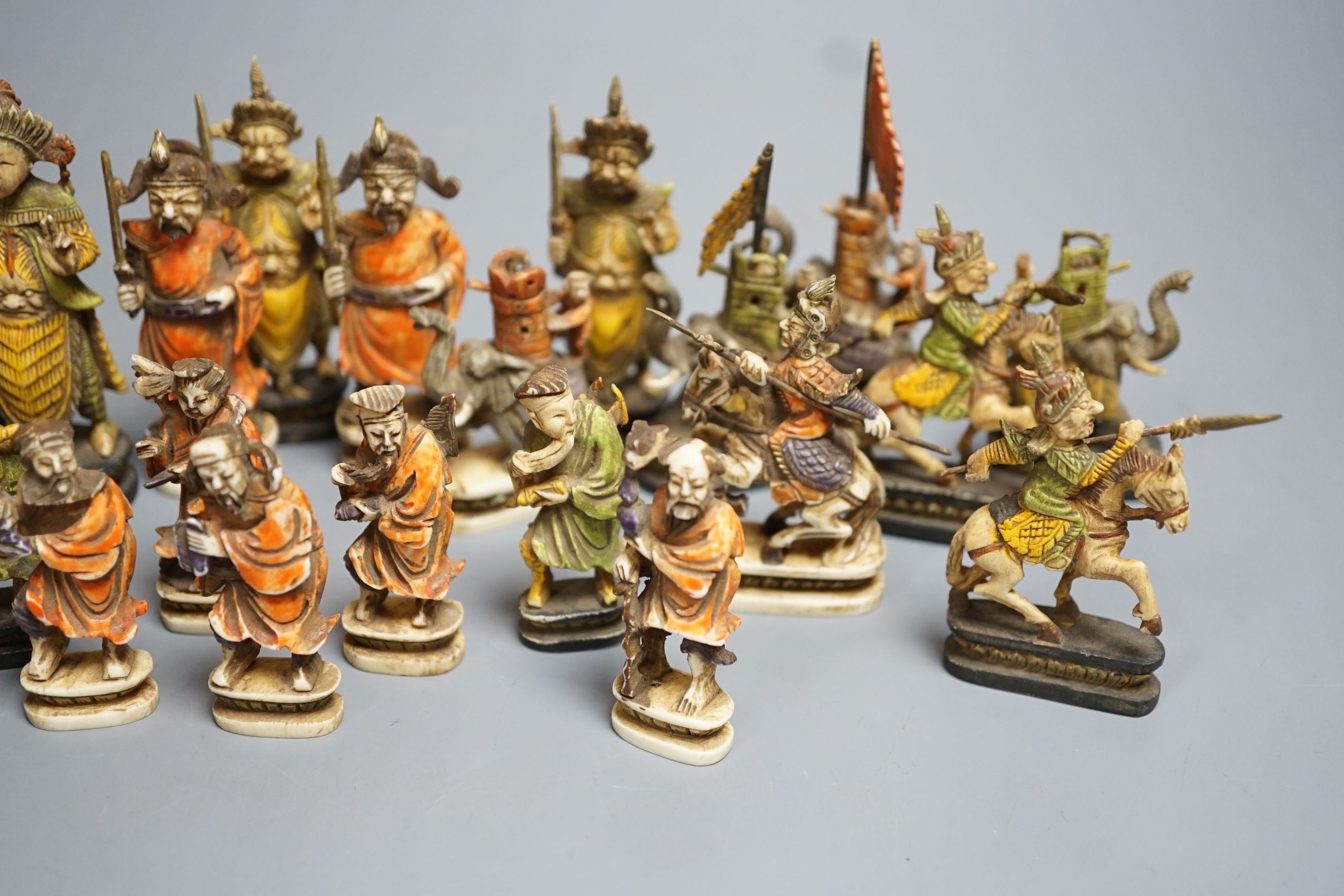 An early 20th century south East Asian stained ivory chess set - Image 7 of 7