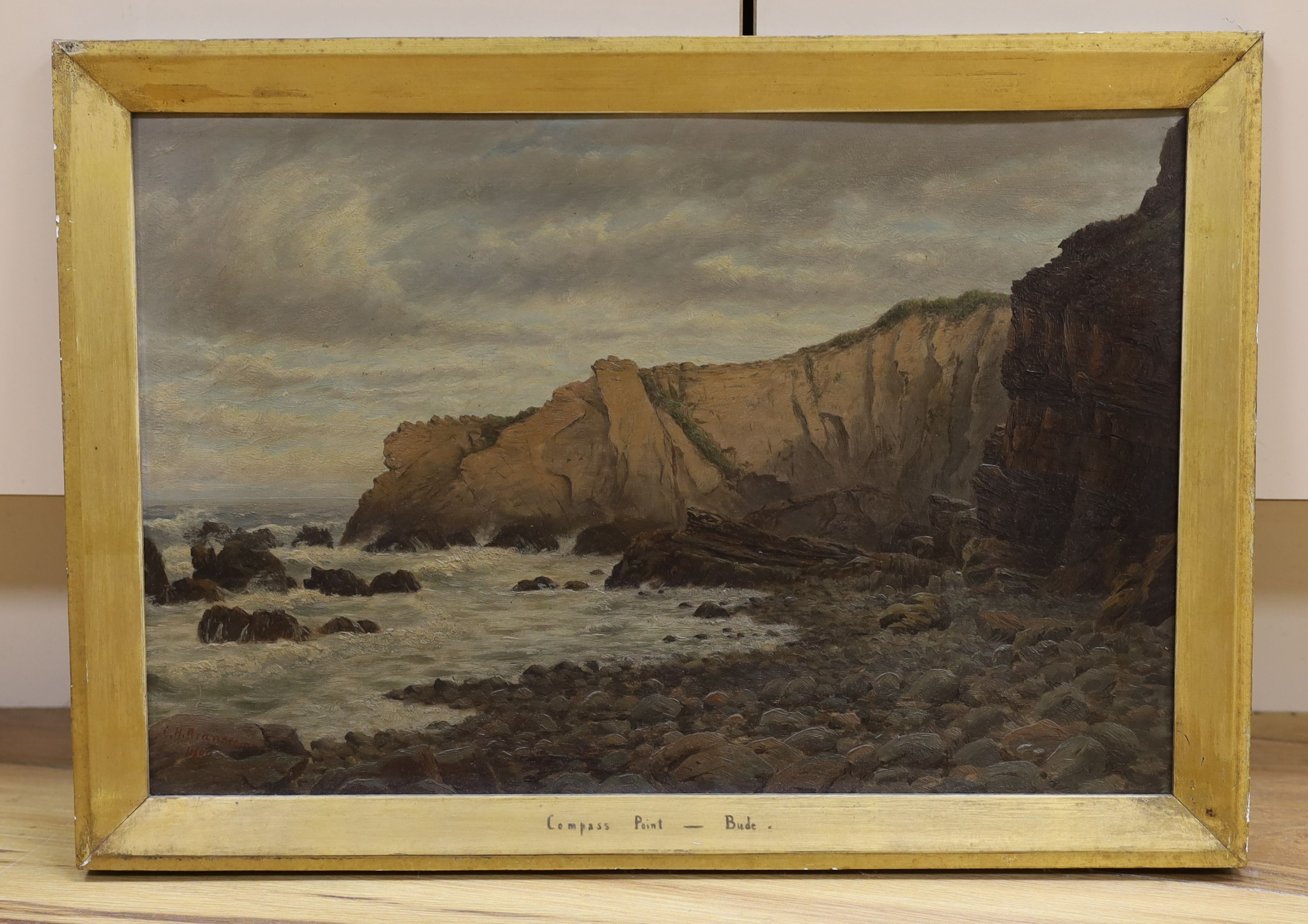 Charles H... Branscombe (act.1891-1922), oil on board, 'Compass Point, Bude', signed and dated 1906, - Image 2 of 4