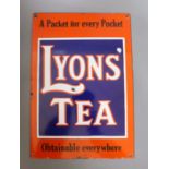 An enamel Lyons tea advertising sign - 35cm x 24cm