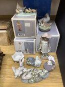 A selection of Lladro and Nao figures