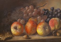 George Walter Harris (fl.1864-1893), oil on board, Still life of fruit, signed and dated 1897, 24