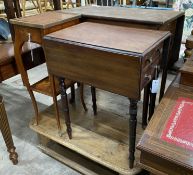 A Regency mahogany drop flap work table, width 50cm, depth 35cm, height 84cm