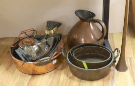 Assorted Copperwares to include fish jelly mould and Victorian coach horn