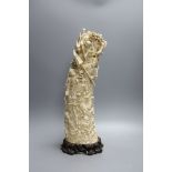 A massive late 19th/early 20th century ivory tusk carving - 41cm tall