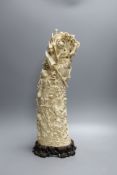 A massive late 19th/early 20th century ivory tusk carving - 41cm tall