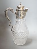 A late Victorian silver mounted cut glass claret jug, Atkin Brothers, Sheffield, 1899, height 29.