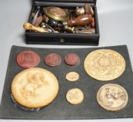 A collection of 19th and 20th century seals, including banded agate etc, reproduction 'wax' seals