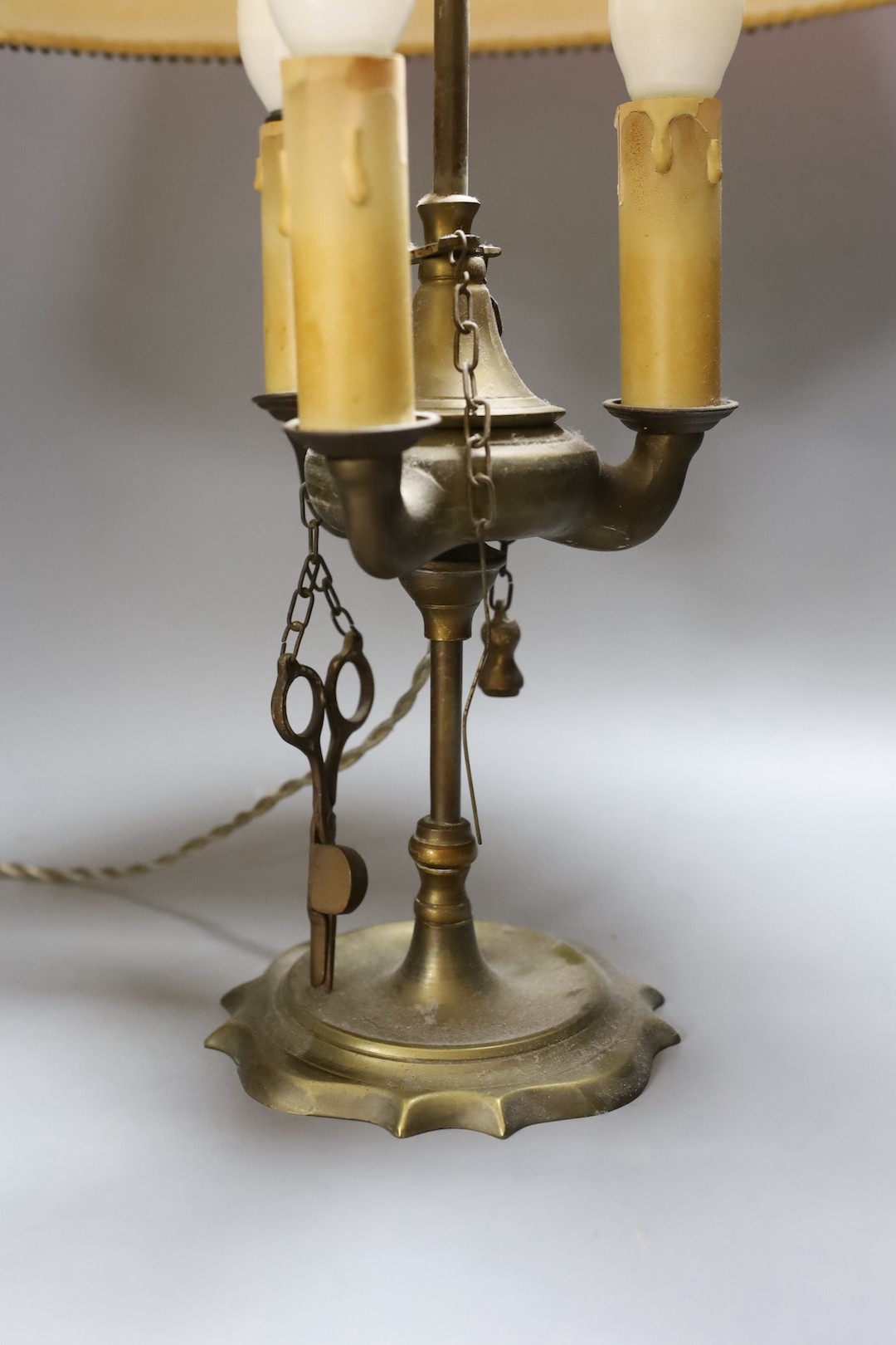 An Eastern brass converted lamp with attached snuffer - Image 2 of 2