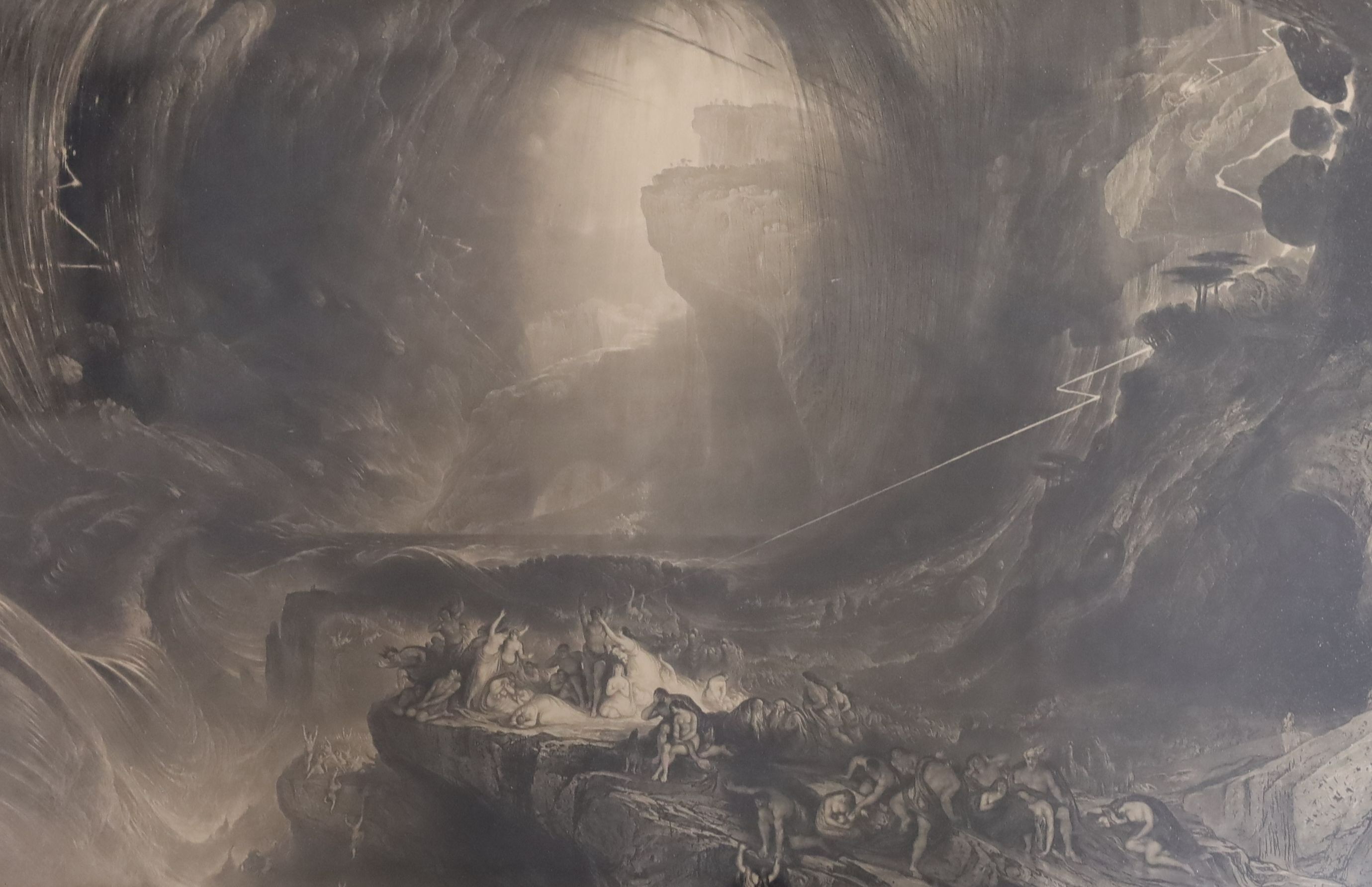 After John Martin (1789-1854), mezzotint, 'The Deluge', 47 x 72cm