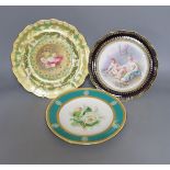 Two 19th century English porcelain flower painted plates, one by Minton and a continental