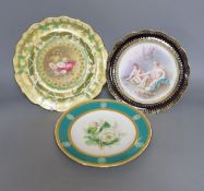 Two 19th century English porcelain flower painted plates, one by Minton and a continental