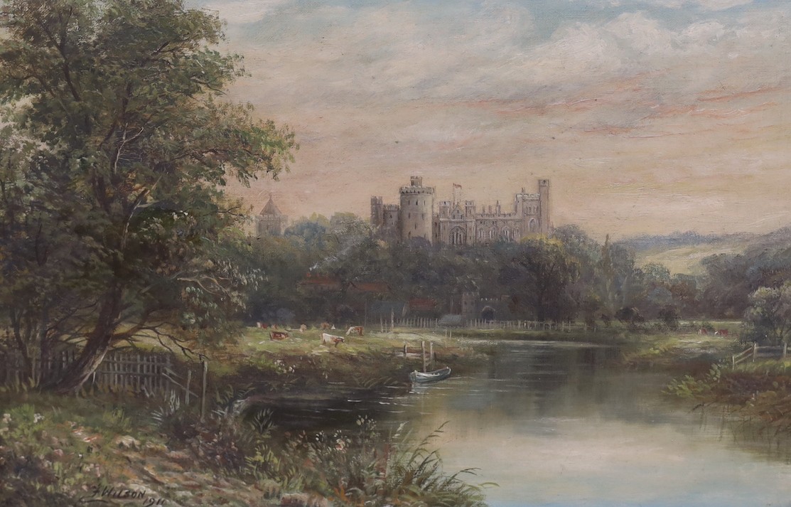 F. Wilson, pair of oils on canvas, Views along The Thames including Windsor Castle, signed and dated - Image 2 of 4