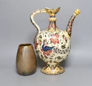 A Zsolnay ewer, 31cm tall, and a 1930's Zsolnay lustre vase