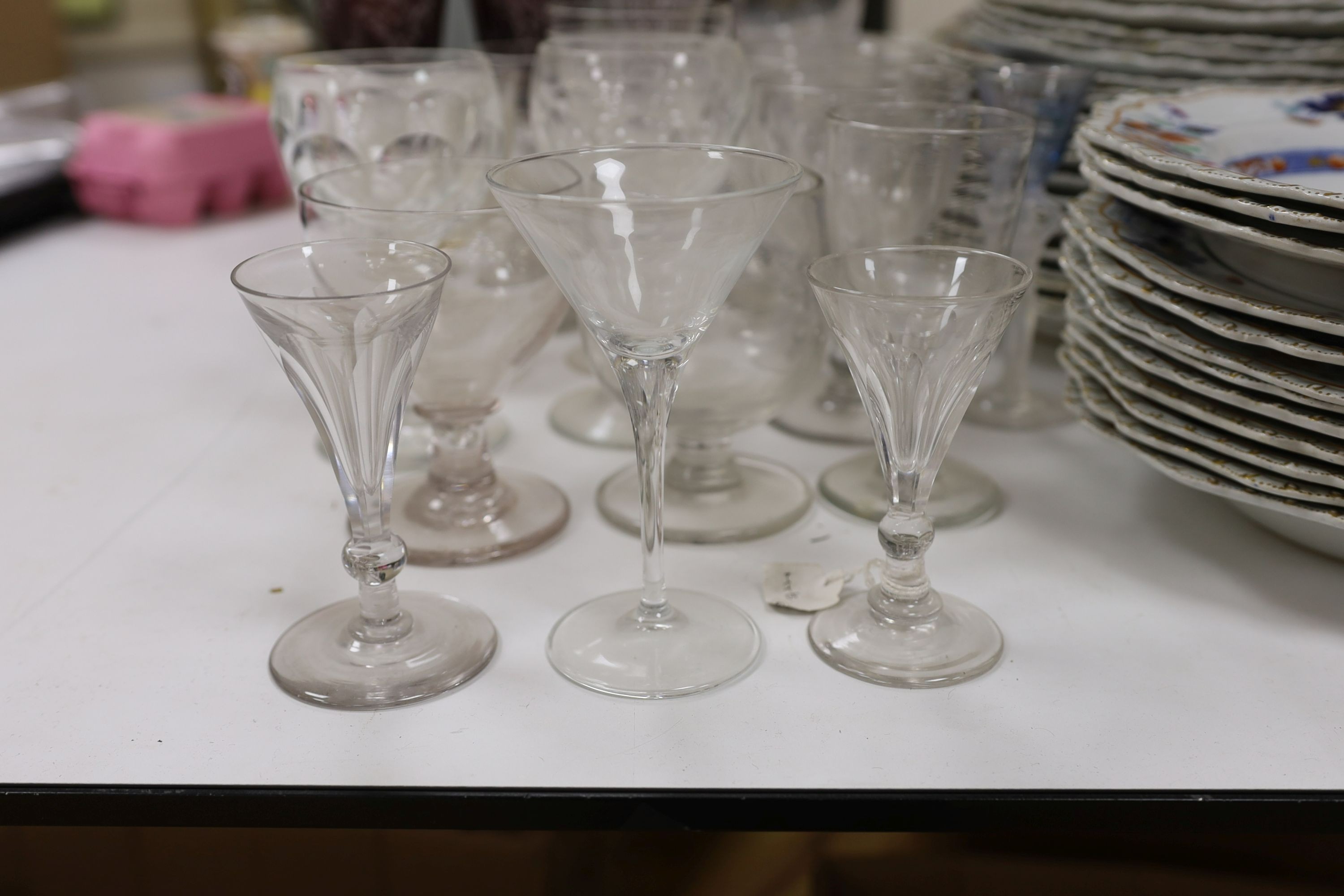 A collection of mostly 19th century rummers and ruby etched glass wine glasses, flutes etc. - Image 5 of 5