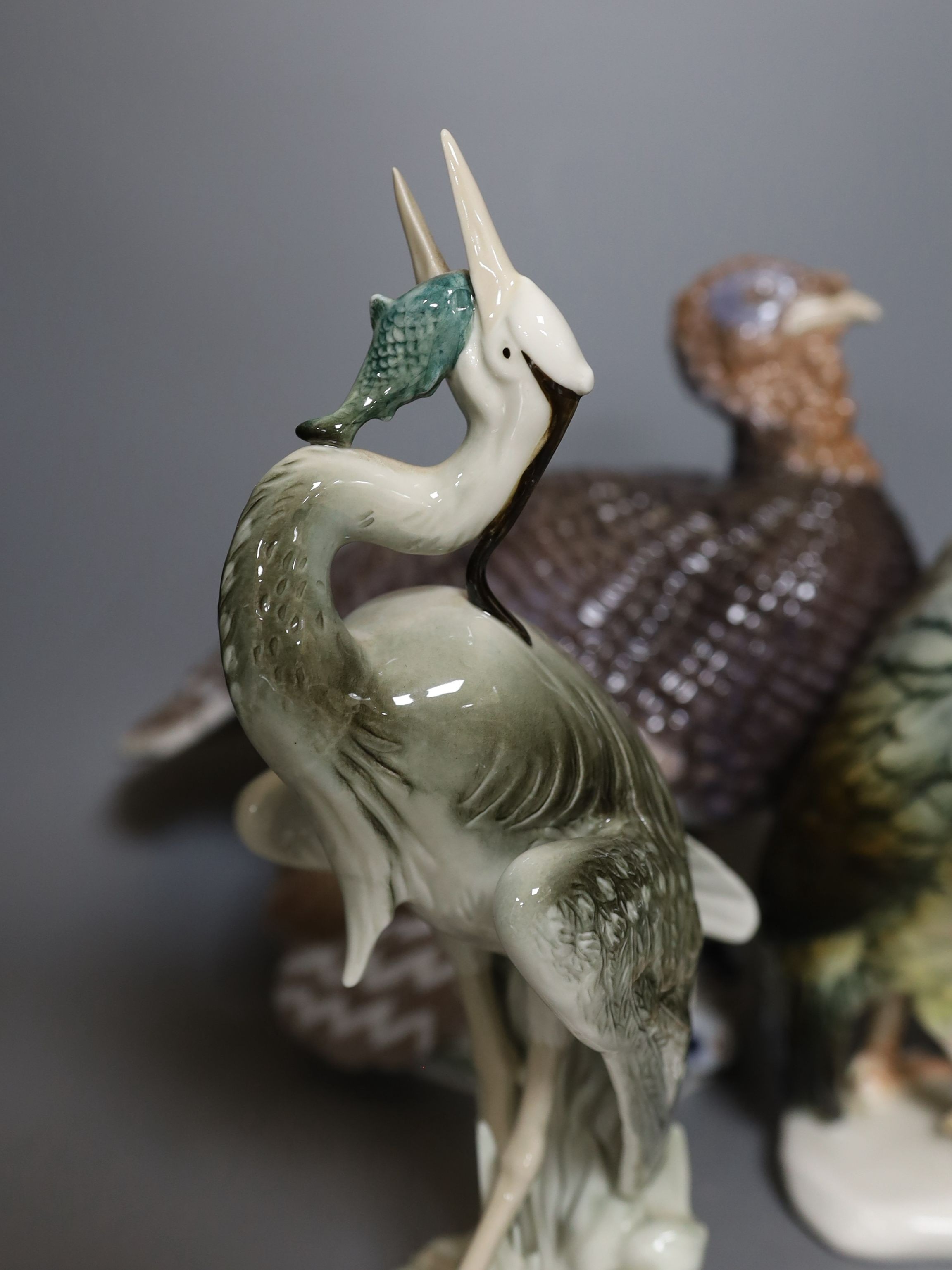 A Rosenthal porcelain model of two guinea fowl impressed model number 205, a Bing & Grondhal limited - Image 4 of 8
