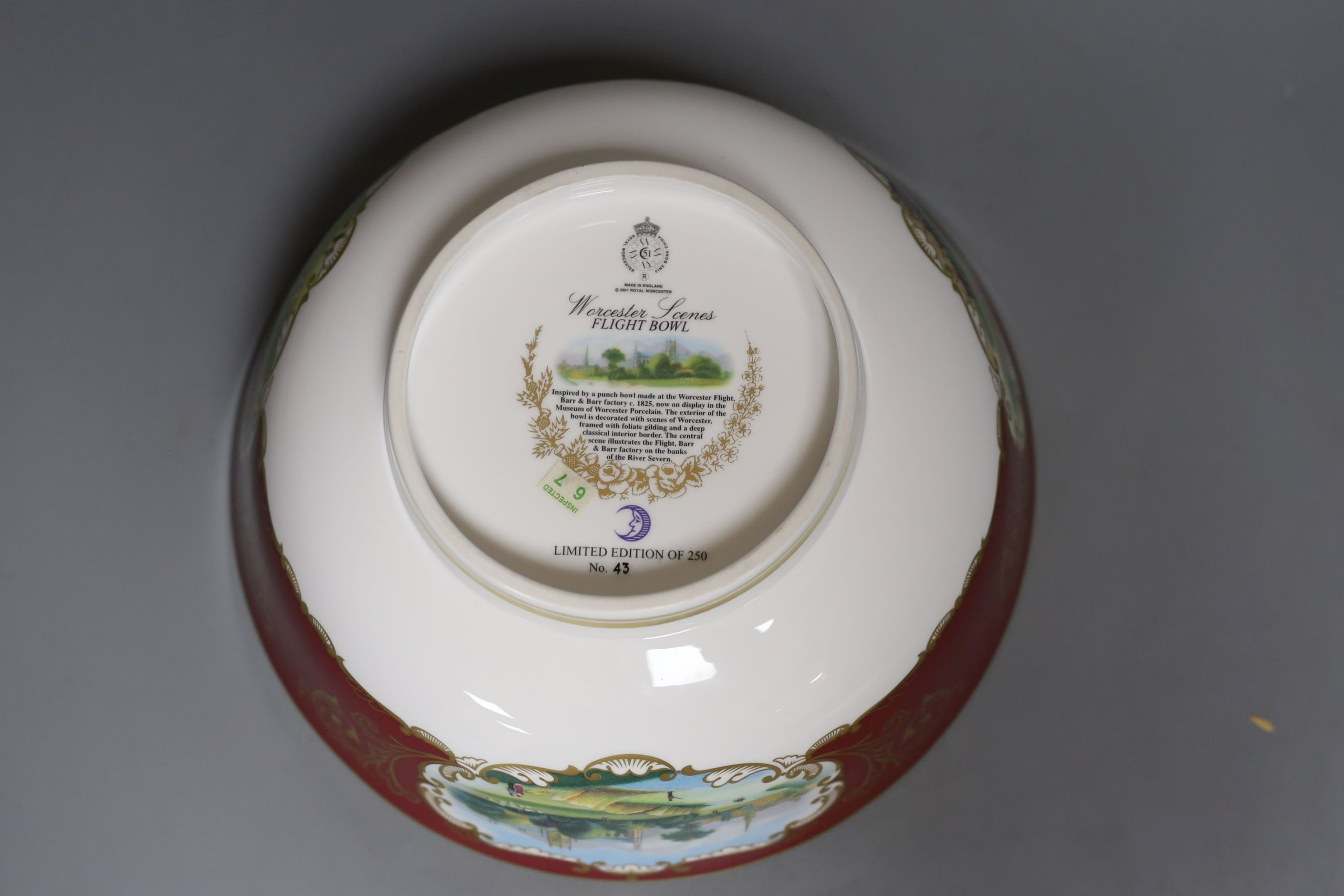 A boxed Royal Worcester Scenes flight bowl, limited edition no. 43 of 250 - 26cm diameter - Image 5 of 6