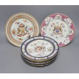 A collection of seven Chinese export armorial porcelain plates by Samson of Paris