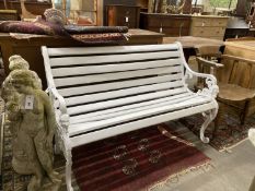 A Victorian style painted aluminium slatted garden bench, length 126cm, depth 60cm, height 82cm