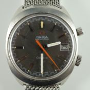 A gentleman's 1970's stainless steel Omega Chronostop manual wind wrist watch, on stainless steel
