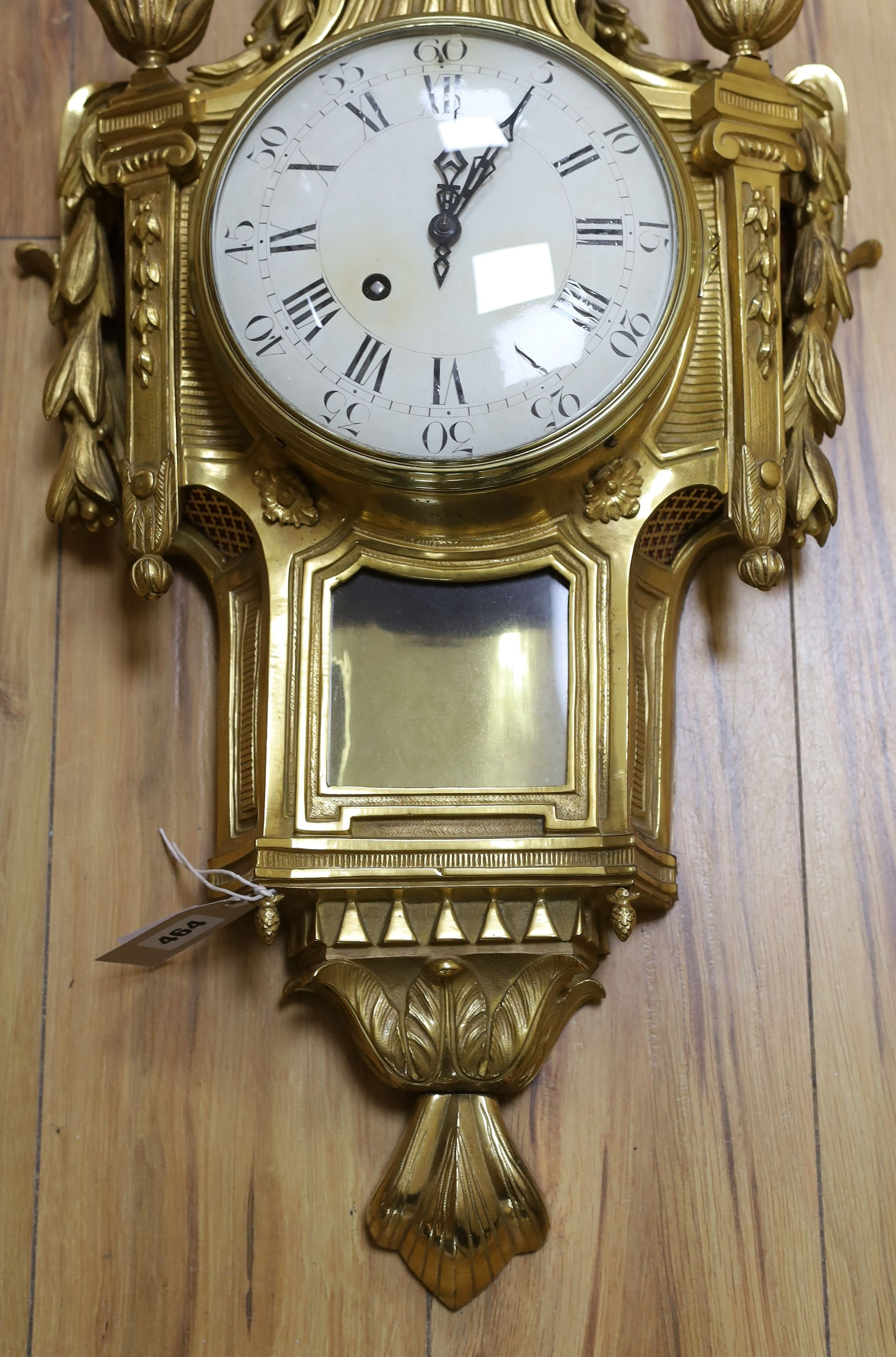 A decorative brass Cartel wall clock - 80cm tall - Image 3 of 4