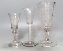 Three 18th/19th century Continental drinking glasses - tallest 20cm