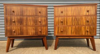 A pair of 1960s Morris Of Glasgow walnut three drawer chests, width 79cm, depth 47cm, height 86cm