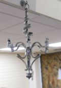 Military interest - a Trench art six light chandelier constructed from French bayonets