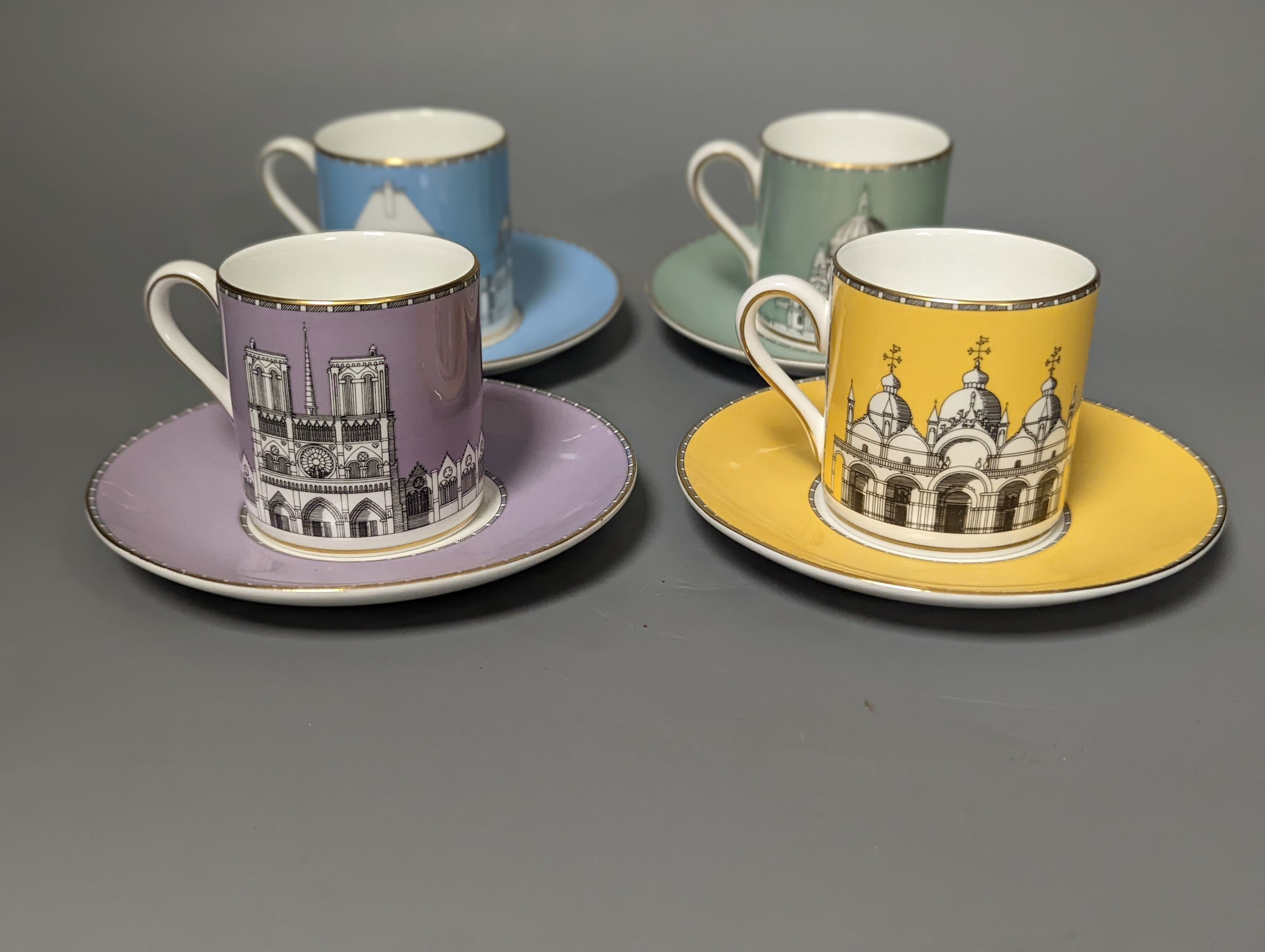 A Wedgwood Grand Tour coffee set (6+6) - Image 3 of 4