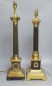 Two Corinthian table lamps - tallest 66cm