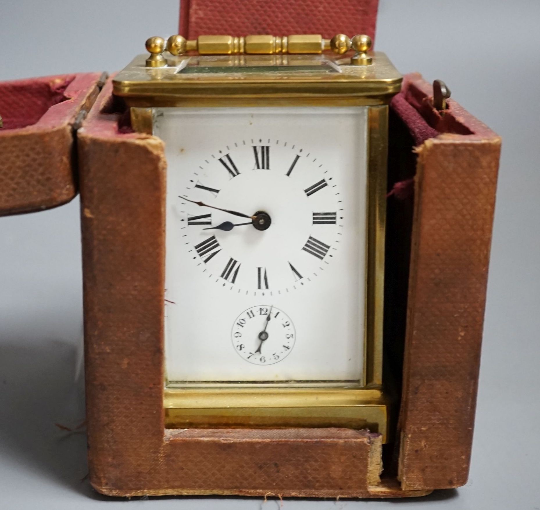French carriage timepiece with original box and receipts - key included, 11cm high - Image 4 of 4