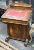 A late Victorian marquetry inlaid rosewood Davenport, width 53cm, depth 54cm, height 86cm