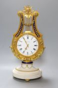 A French Empire-style lyre-shape mantel clock by Larigne, Paris, 38cm