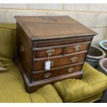 A 19th century oak box commode with dummy drawer front, width 56cm, depth 45cm, height 49cm