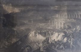 After John Martin (1789-1854), mezzotint, 'The Fall of Ninevah', 52 x 79cm