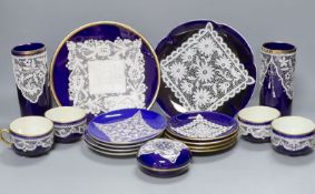 An assortment of Venetian lace-pattern ceramics