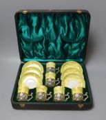 A cased Staffordshire Eggshell silver-mounted coffee set