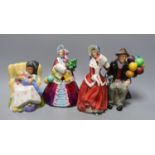 A Royal Worcester figure 'Noel' 2905 and three Royal Doulton figures 'Christmas Morn' HN1992,