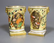 A pair of Crown Derby spill vases,10cms high.
