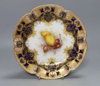 A Royal Worcester fruit painted dish by R. Sebright - 24cm diameter