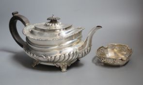 A George V demi-fluted silver teapot, by Charles Stuart Harris & Sons, London, 1928 and a small