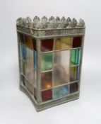 A Victorian style stained glass rectangular hall lantern - 33cm high