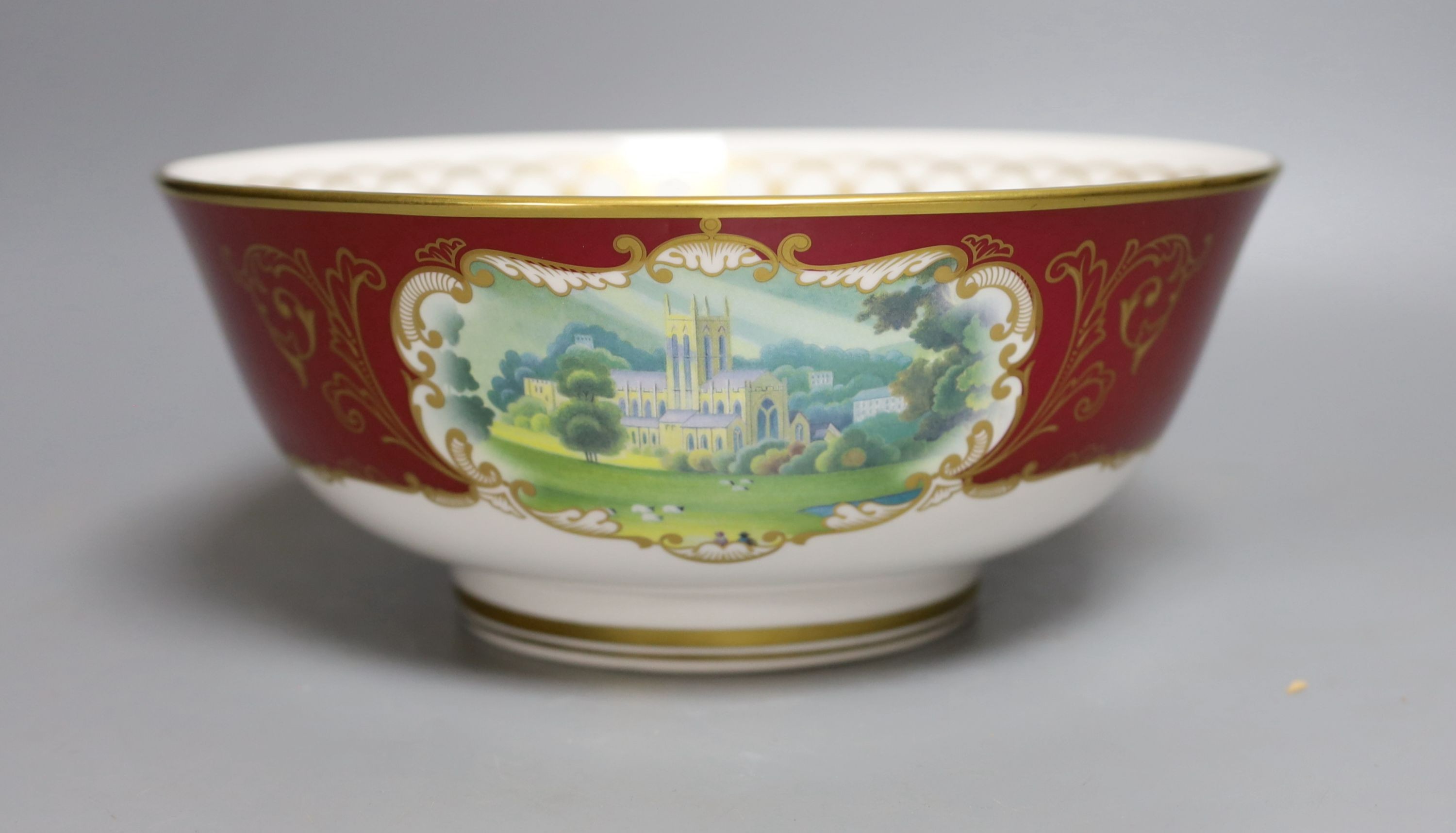 A boxed Royal Worcester Scenes flight bowl, limited edition no. 43 of 250 - 26cm diameter