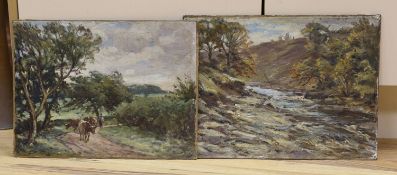 Hector Chalmers (1849-1943), two oils on canvas laid on card, 'On the Fenwick, Ayrshire' and 'On The